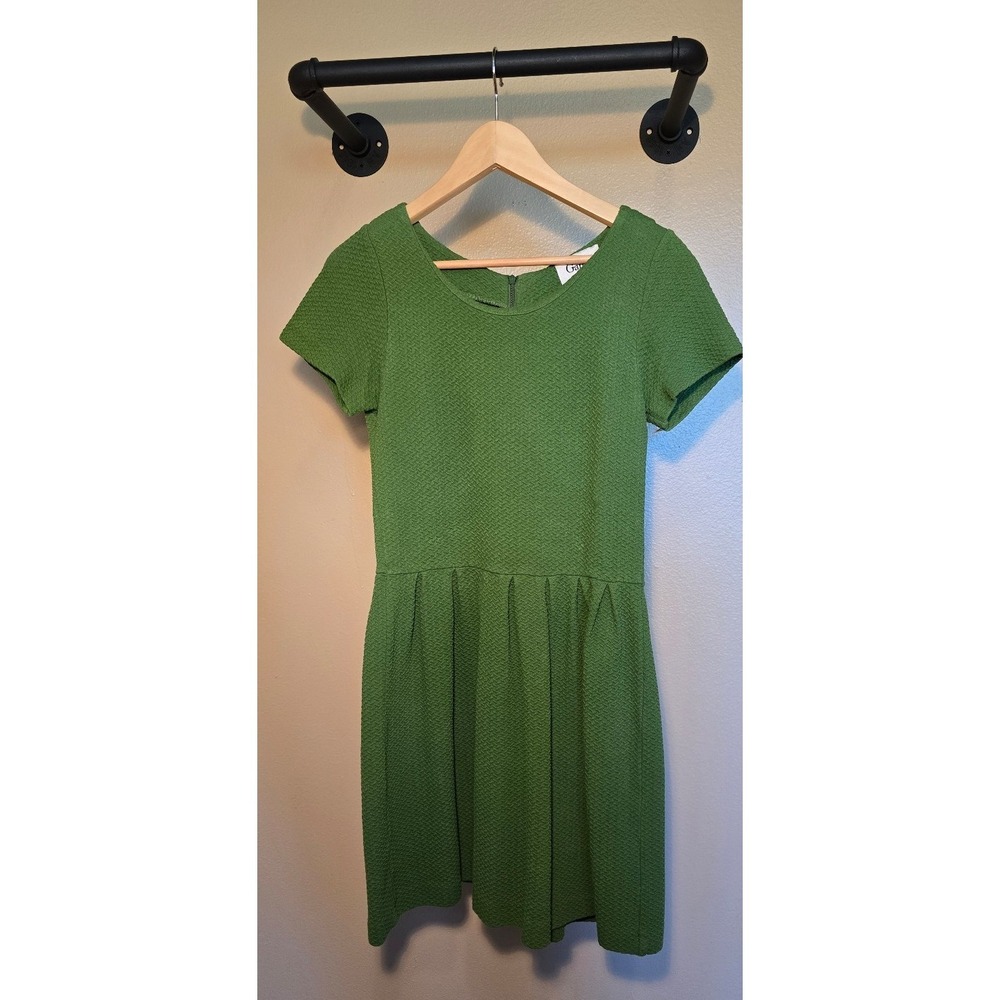 Ganni Textured Fit & Flare Skater Dress in green Women's size medium